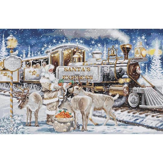 Luca-S Santa's Express in White Counted Cross Stitch Kit